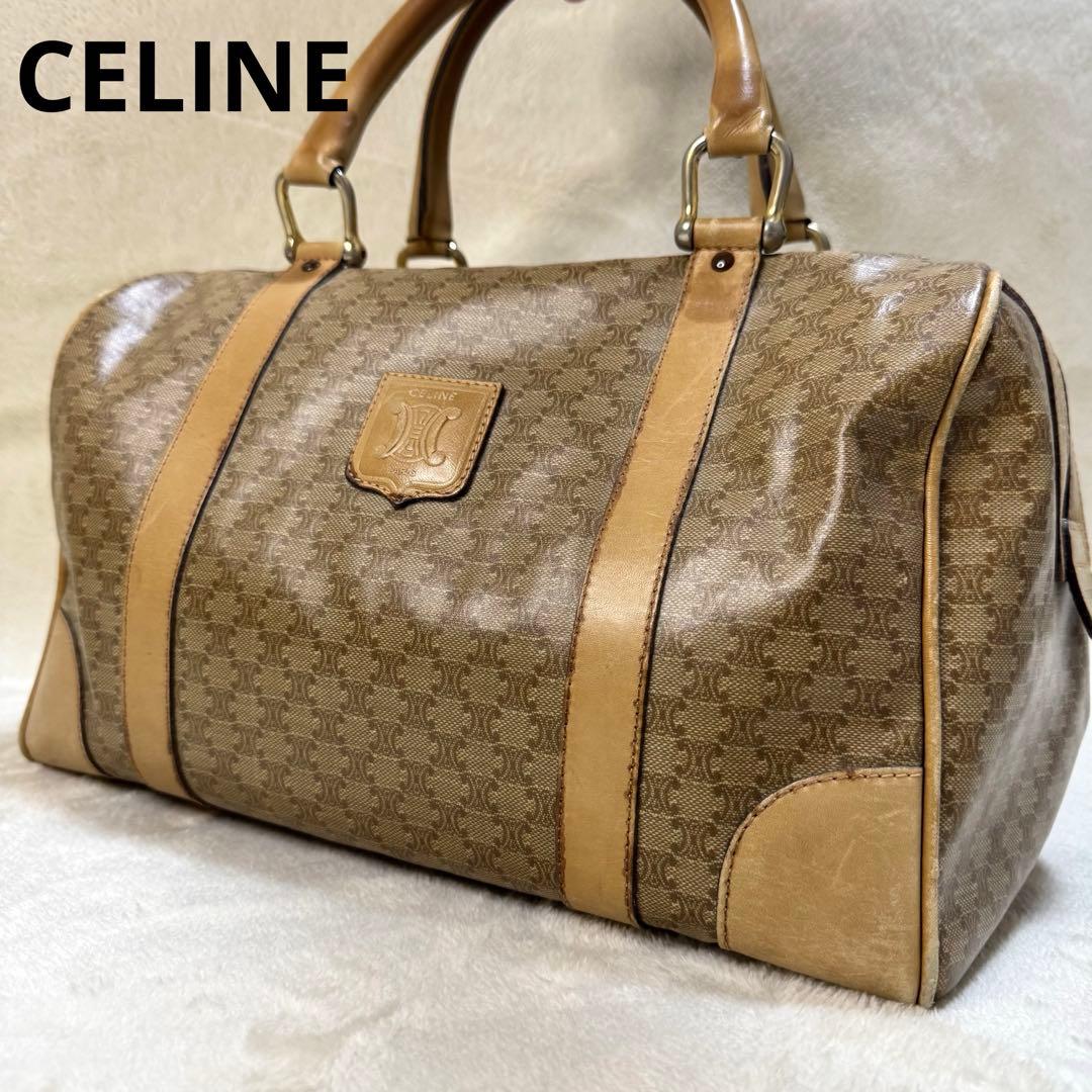 良品☆ CELINE セリーヌ　ミニボストンバッグ　マカダム柄　ベージュ