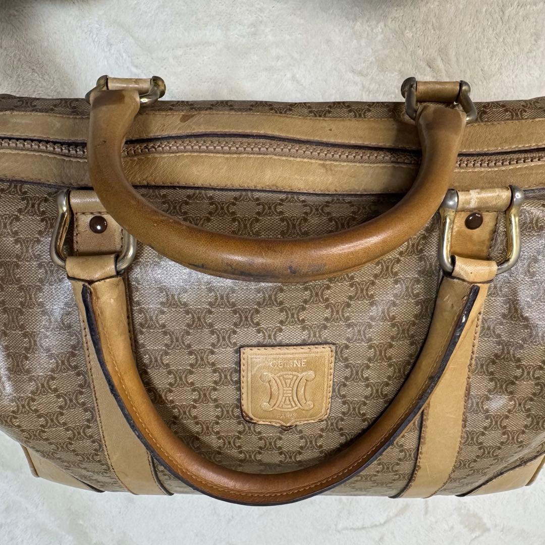 良品☆ CELINE セリーヌ　ミニボストンバッグ　マカダム柄　ベージュ