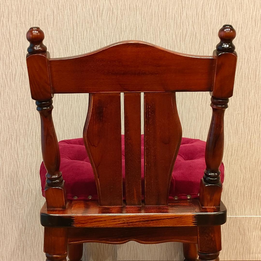 〈美品〉アンティークチェア　ワインレッド　ろくろ脚　鋲打ち