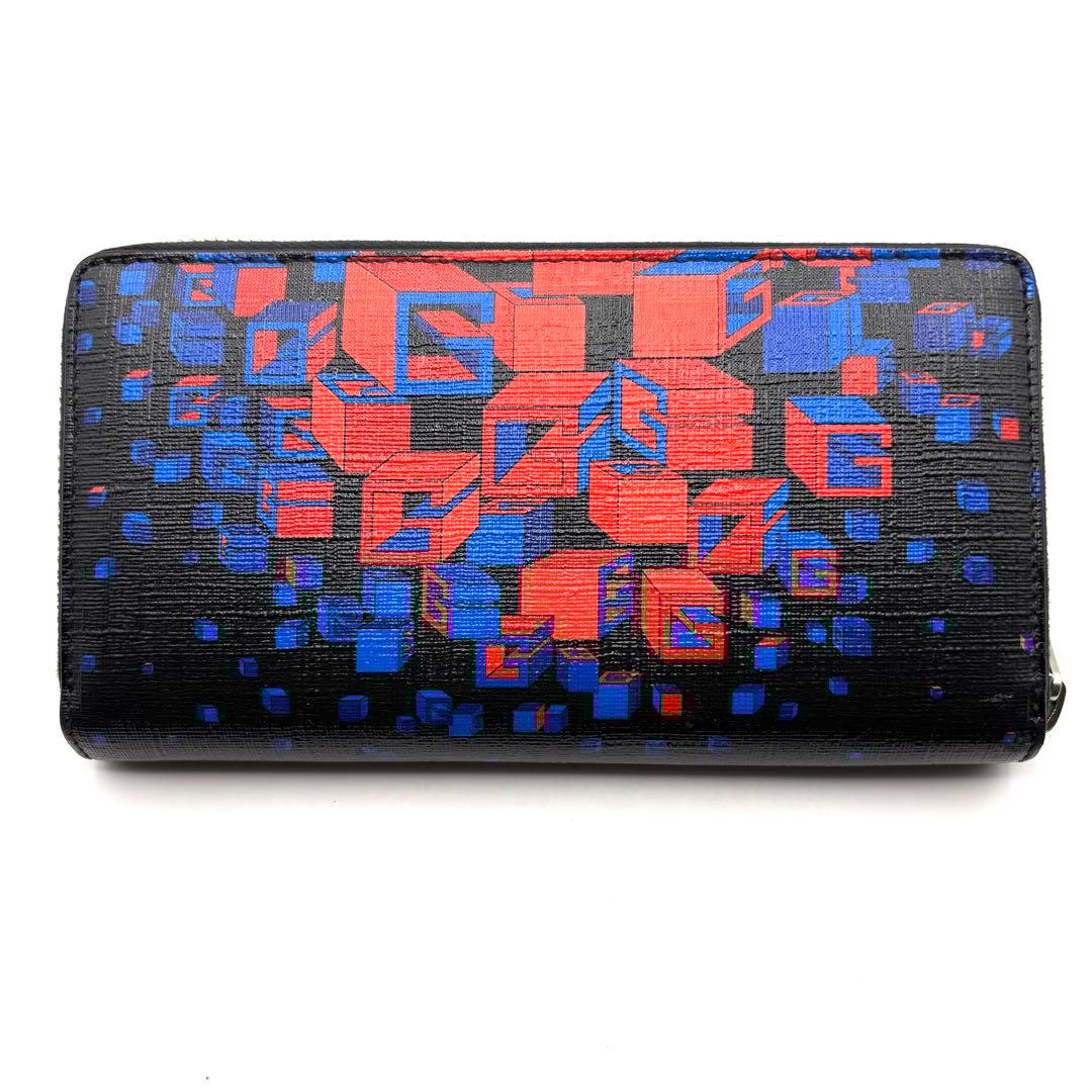 希少 グッチ 長財布 3Dアートプリント ラウンドファスナーレザー ブラック