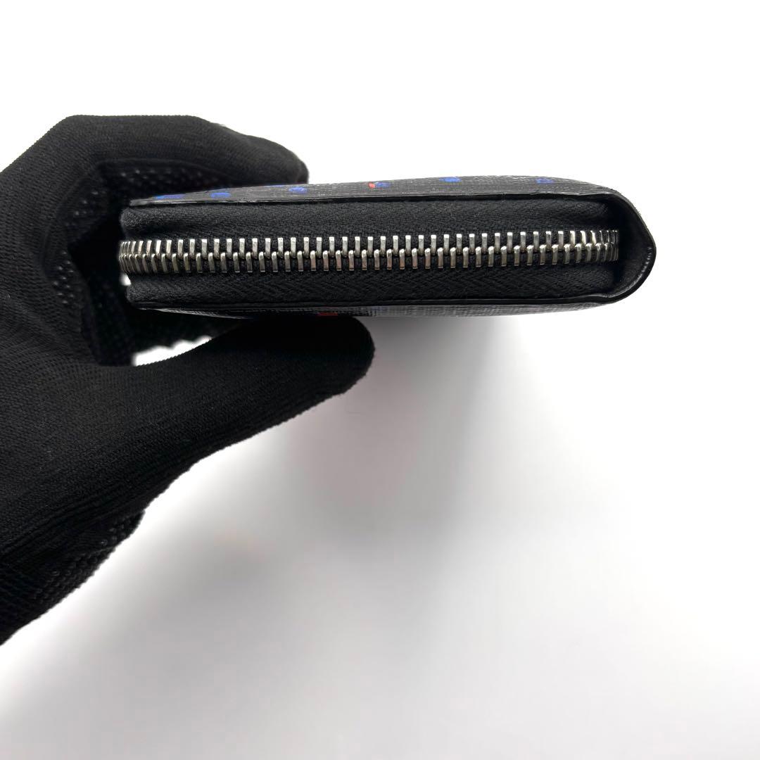 希少 グッチ 長財布 3Dアートプリント ラウンドファスナーレザー ブラック