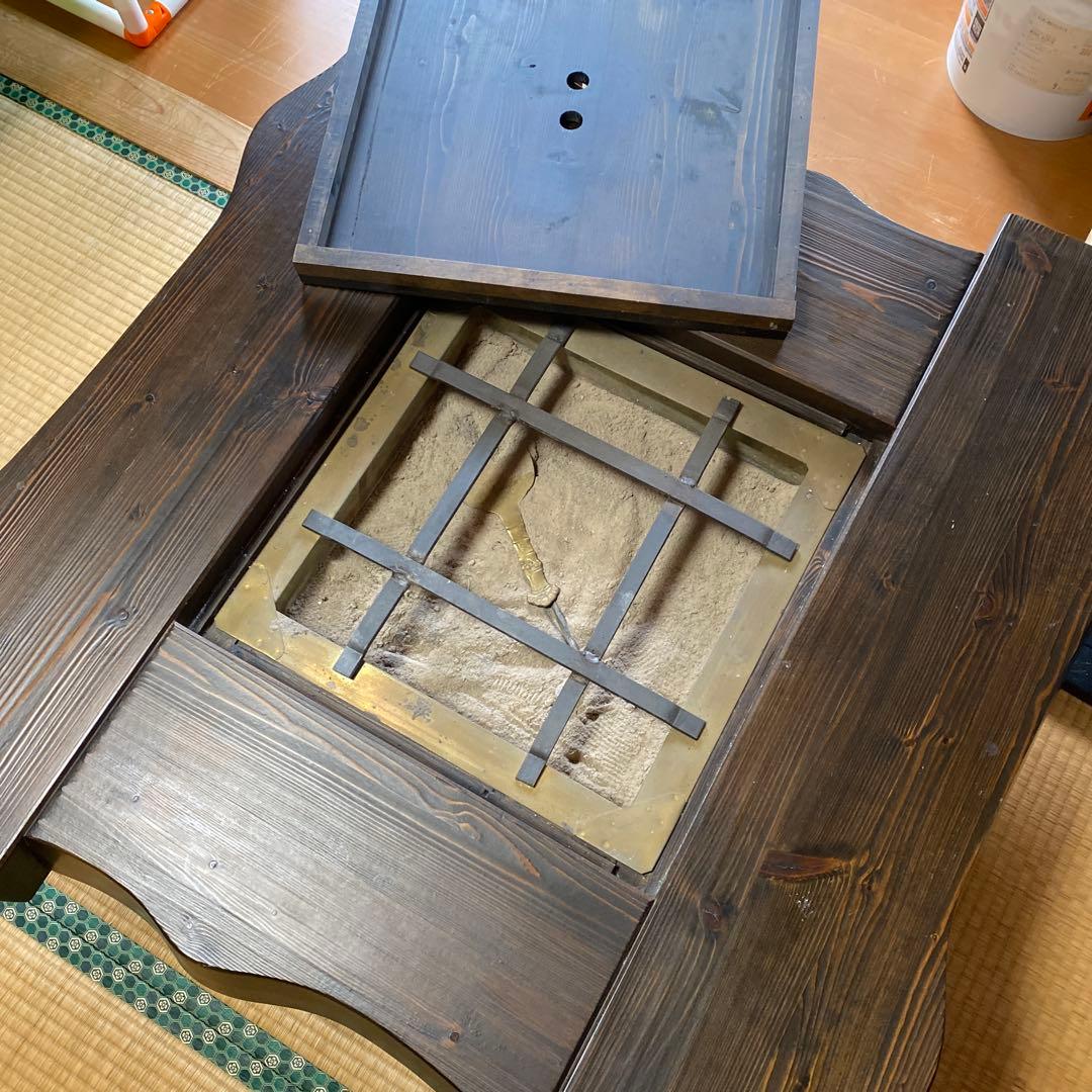 囲炉裏テーブル　木製座卓 囲炉裏付き　ダークブラウン