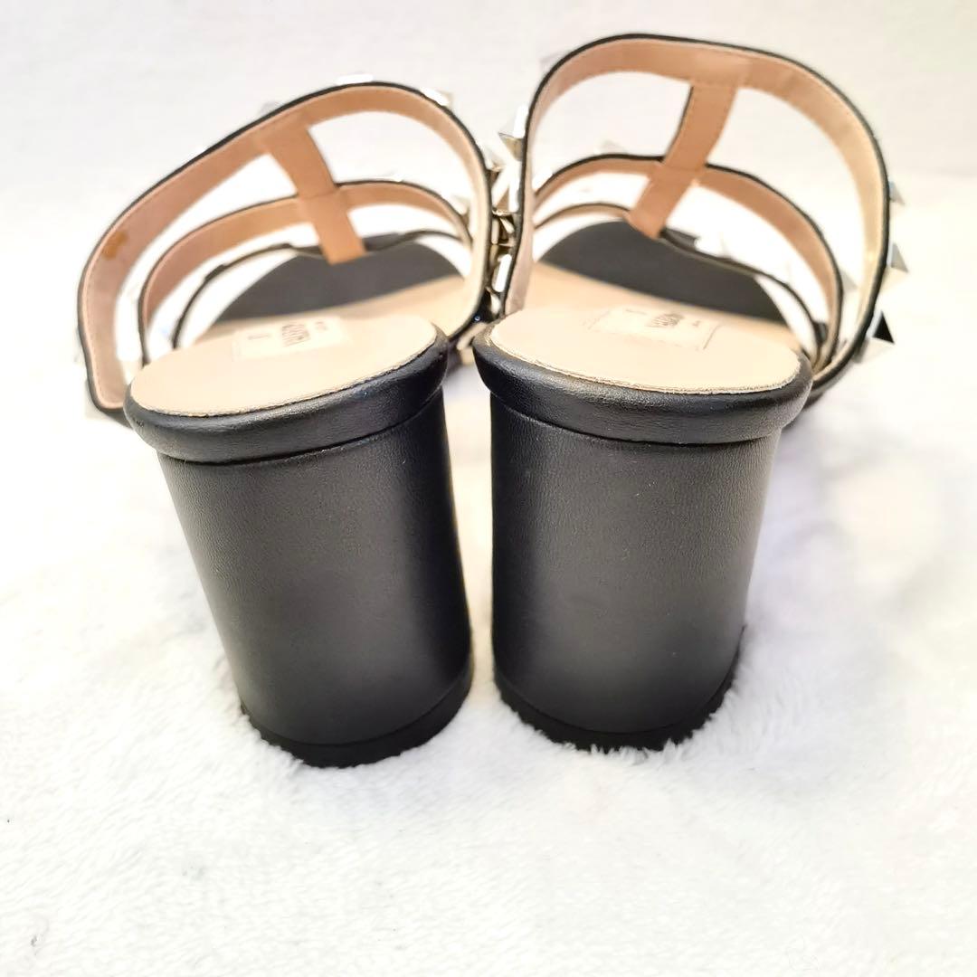 現行 ヴァレンティノ ロックスタッズ ヒールサンダル ブラック ゴールド 37