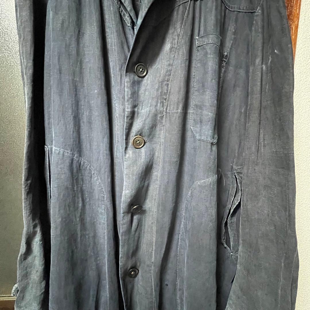 30s french vintage インディゴリネン マキニョンコート