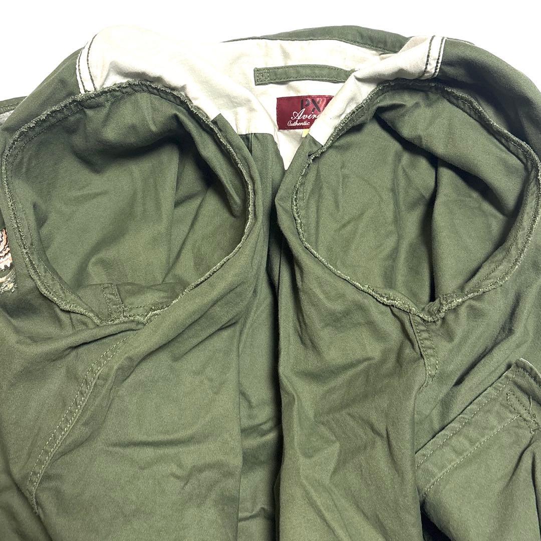 AVIREX コットン製 スーベニアジャケット ベトジャン 龍 鷹 刺繍 カーキ