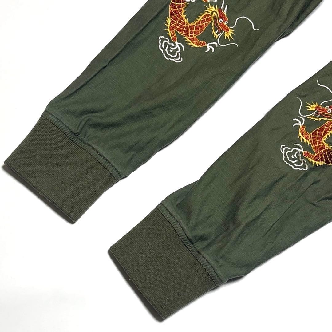 AVIREX コットン製 スーベニアジャケット ベトジャン 龍 鷹 刺繍 カーキ