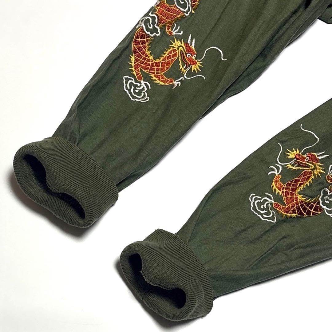 AVIREX コットン製 スーベニアジャケット ベトジャン 龍 鷹 刺繍 カーキ