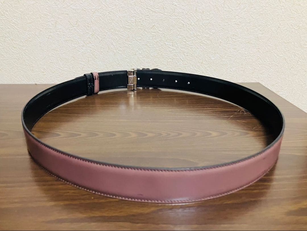 サルヴァトーレフェラガモ　レザーベルト　ダブルガンチーニ　シルバー　リバーシブル