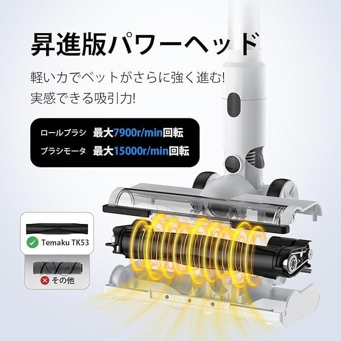【歳末セール】コードレス掃除機 除菌75Kpa 超強力吸 自立式 65分連続稼働