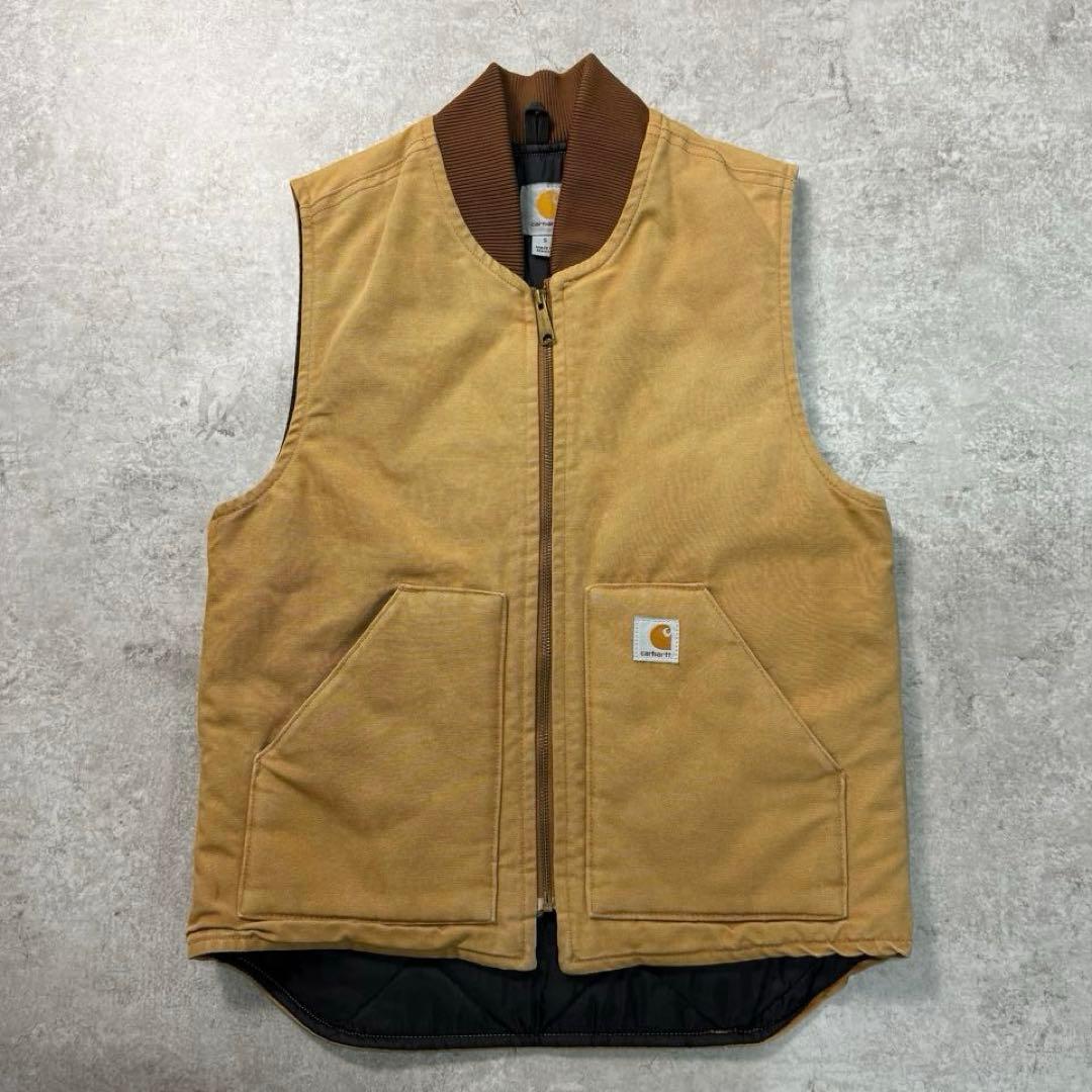希少■carhartt カーハート【S】ダックベスト ブラウン フェード 雰囲気