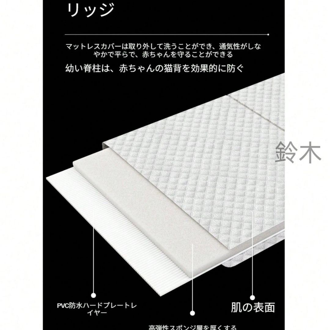 グレー メッシュ ベビーベッド キャスター付き