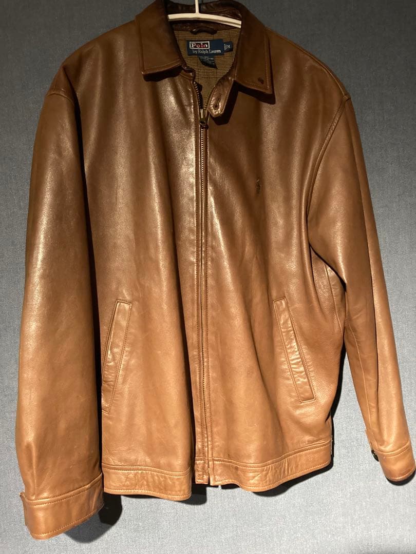 ラルフローレン　90s レザー　スイングトップ　ブラウン M