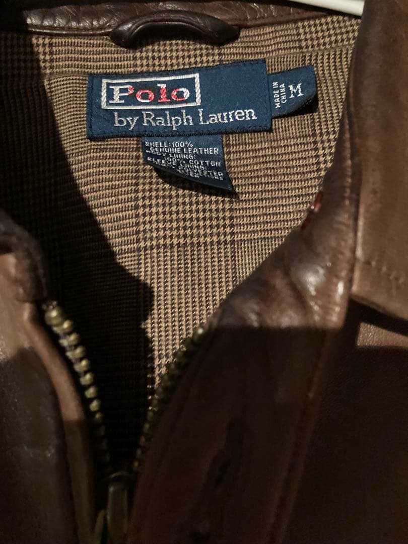 ラルフローレン　90s レザー　スイングトップ　ブラウン M