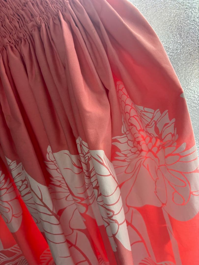 TUTUVI フラダンス用花柄スカート ピンク トーチジンジャー