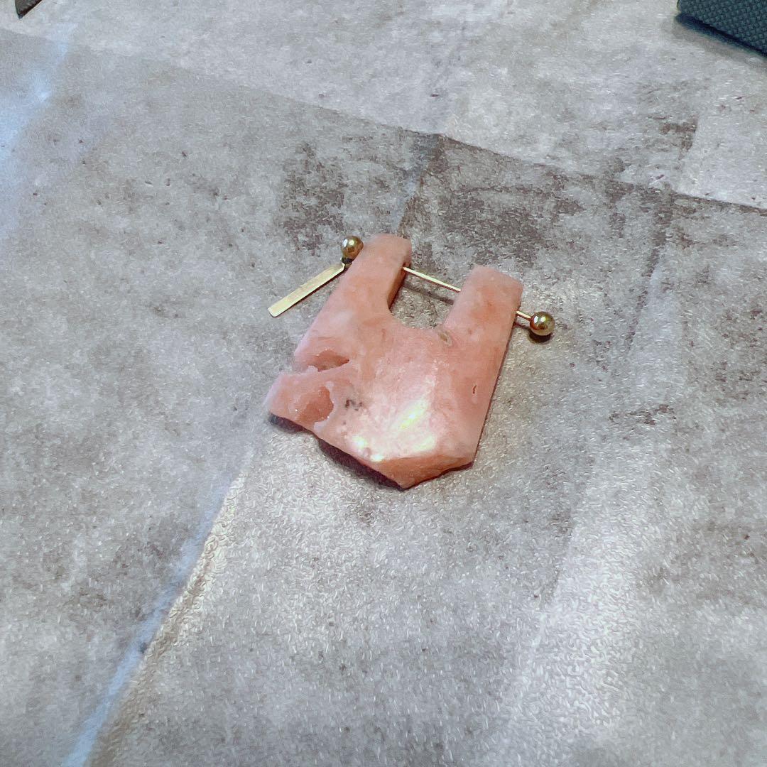 monaka ロックピアス ピンクオパール k18