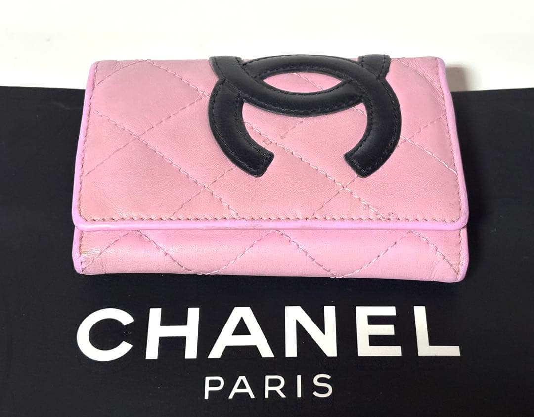 ゆりこ！CHANELシャネル☆キルティングピンク6連キーケースショッパー付