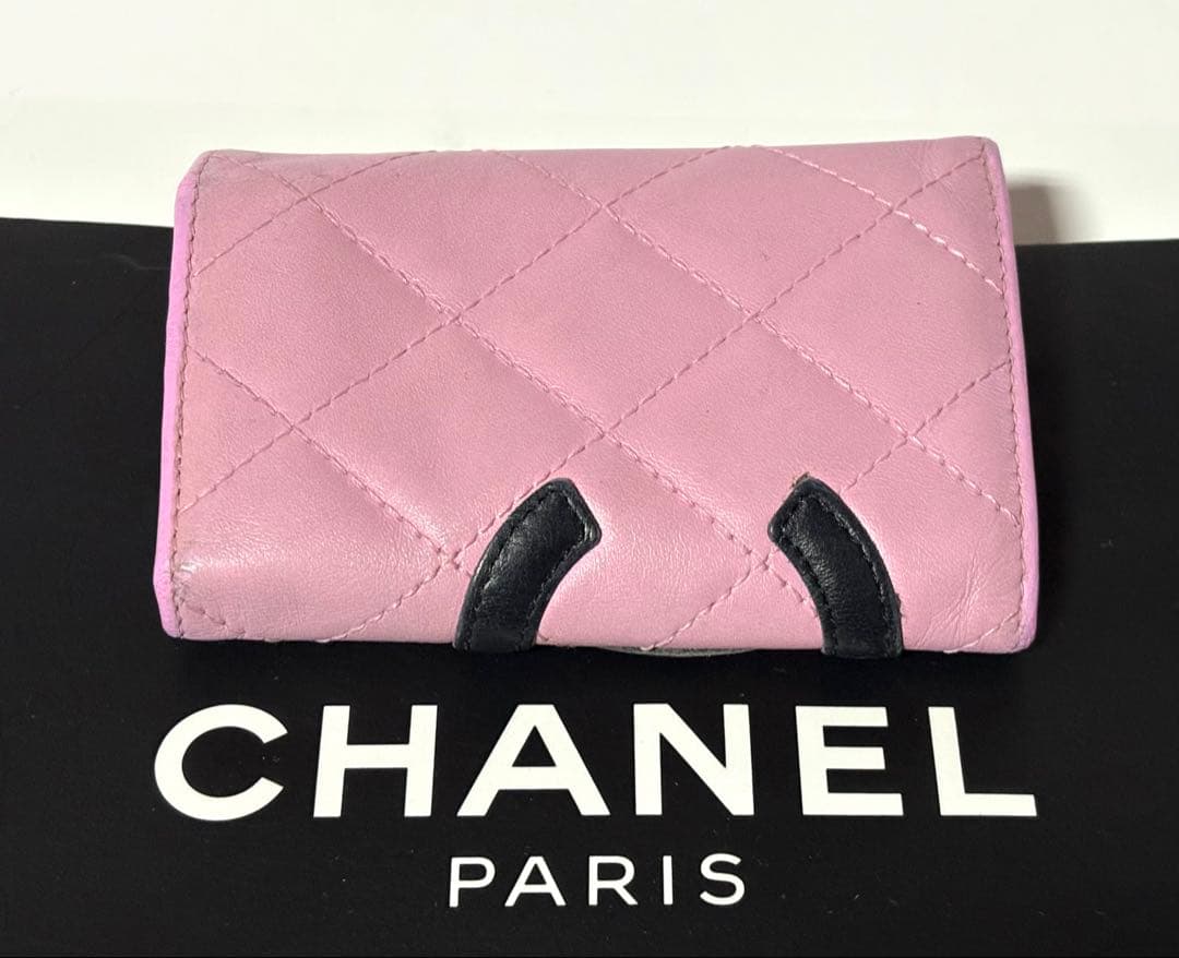 ゆりこ！CHANELシャネル☆キルティングピンク6連キーケースショッパー付