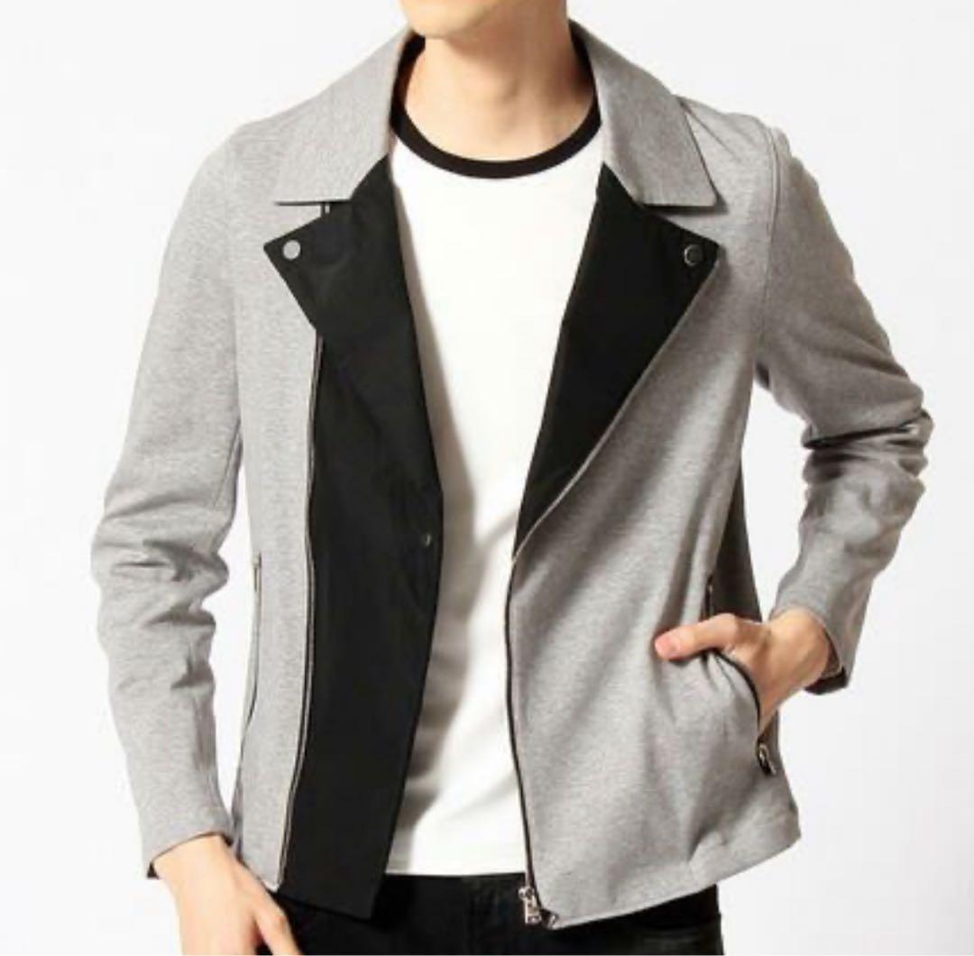 COMME CA MENコンパクト ポンチ ライダース メンズ ジャケット L