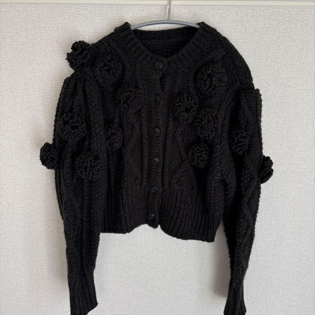 シーニュ cygne 花モチーフ ニットカーディガン