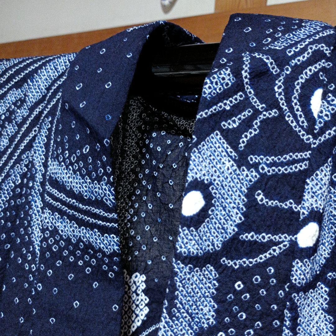 未使用　有松絞り　絞り浴衣　　花柄　仕付け糸付き