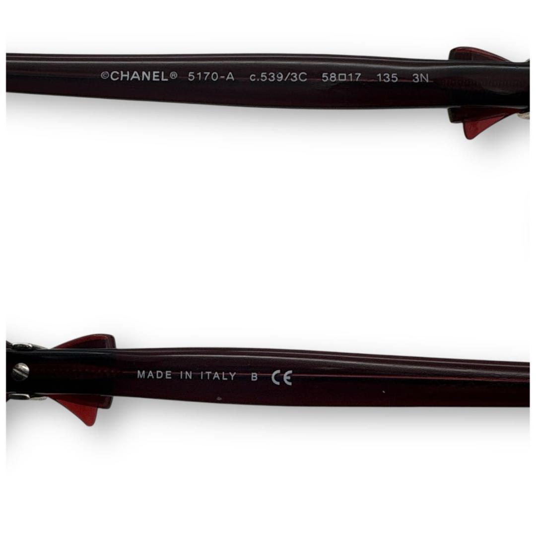 【美品】CHANEL サングラス　リボン ボルドー ケース 箱無し値下げ品