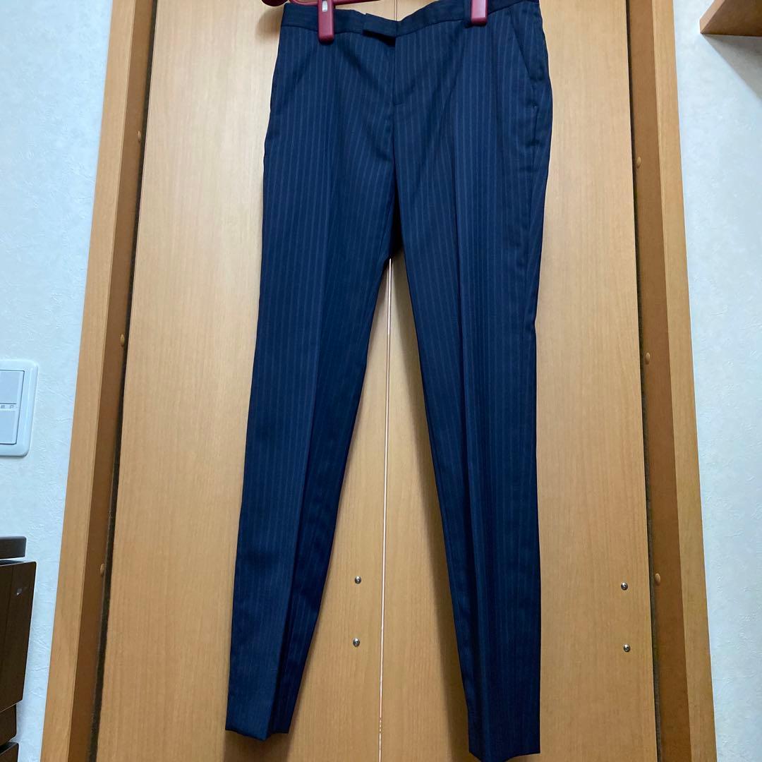 【新品未着用】スーツ　上下　ネイビー　ストライプ　グリーンレーベルリラクシング