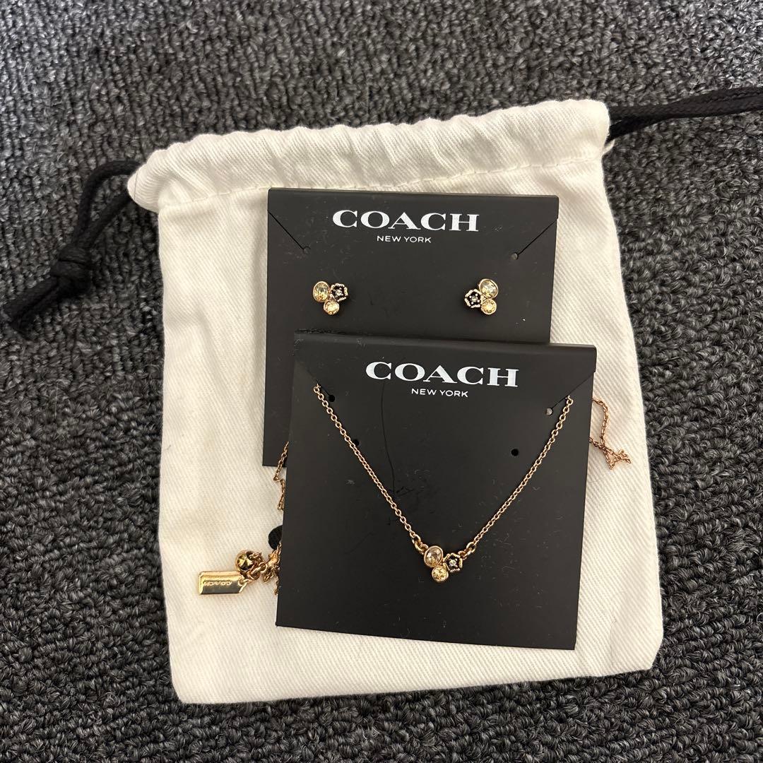 COACH ピンクゴールド ピアス ネックレス セット
