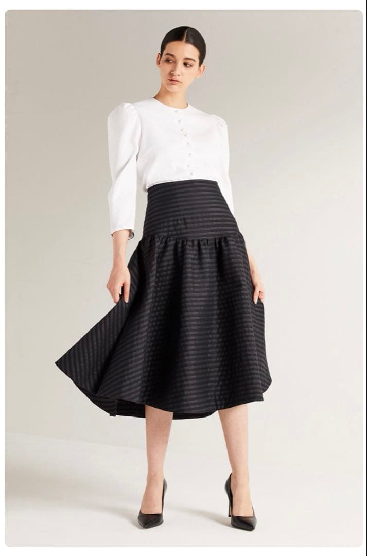 BORDERS at BALCONY ボタンツイルブラウス ネイビー 38