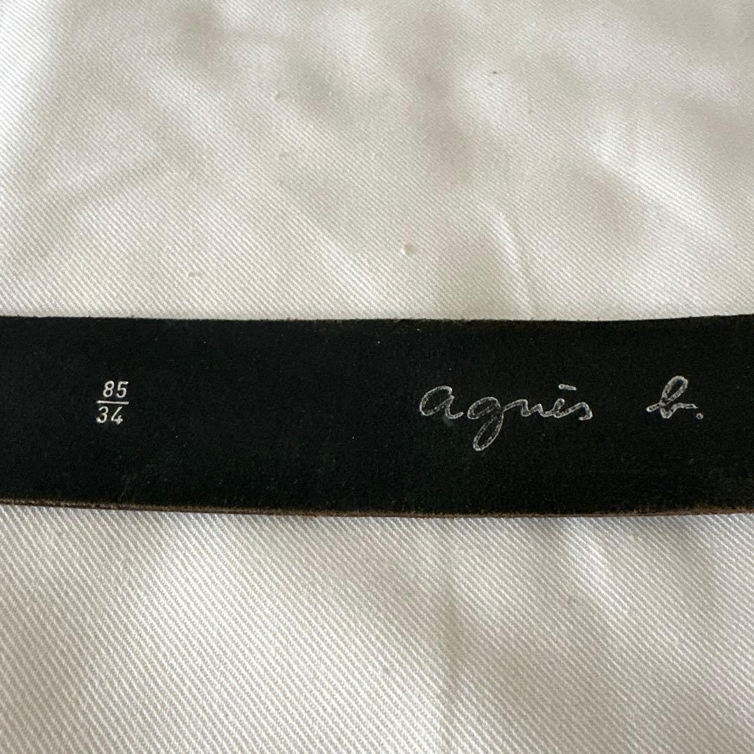 アニエスベーagnes b ロゴバックル レザーベルト/フランス製