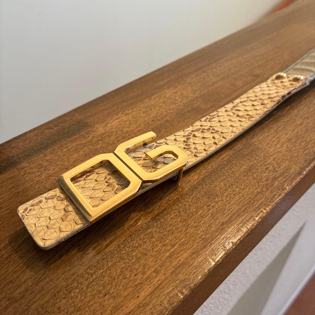 D&G 蛇柄 デニム ベルト85㎝