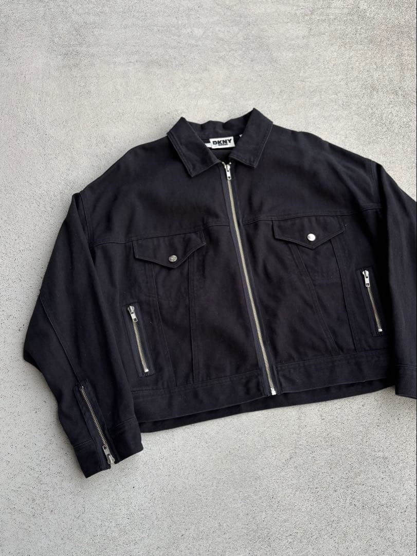 DKNY ダナキャラン 古着 90s 短丈コットンブルゾン アーカイブ S 黒
