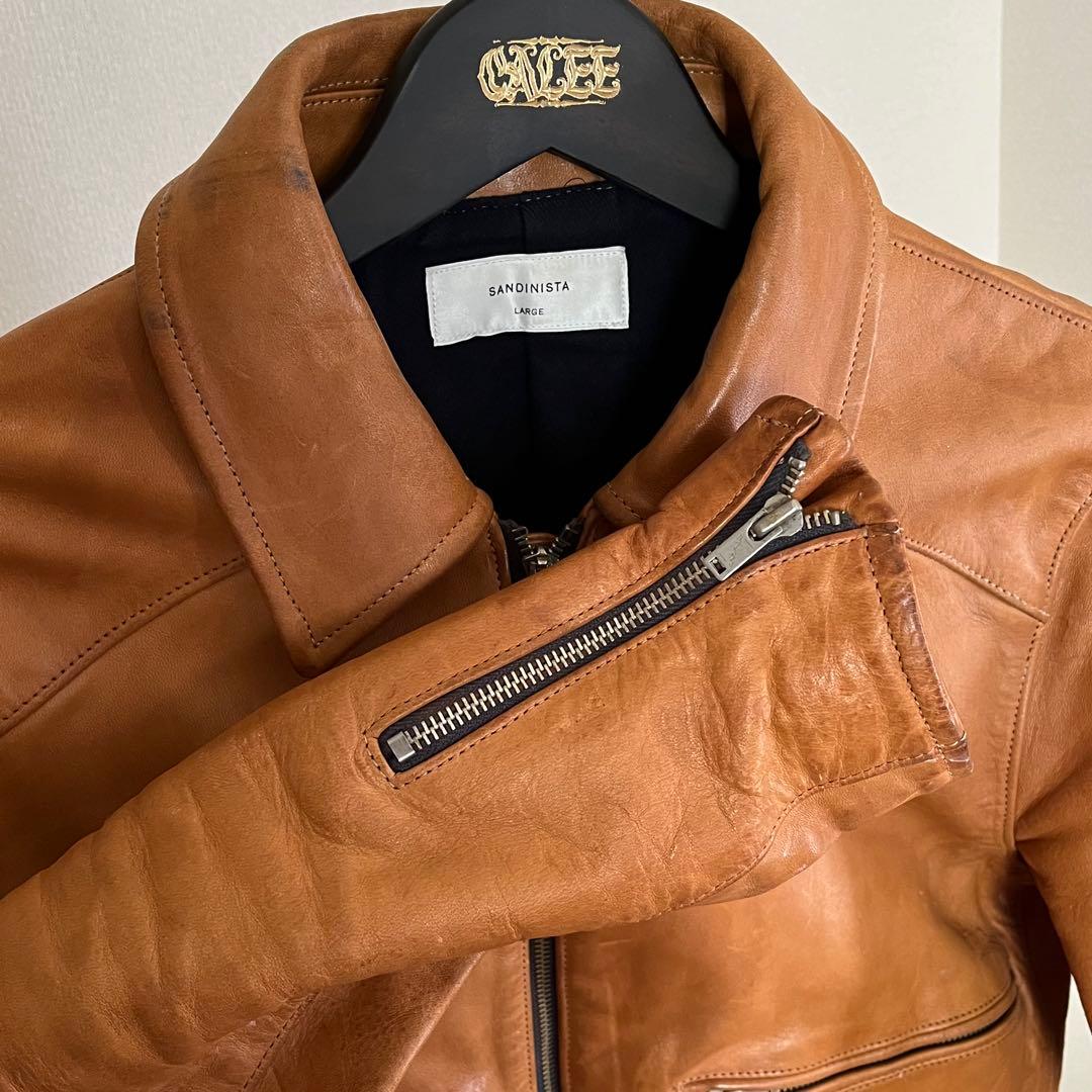 【希少❗️良品】 SANDINISTA ブラウン レザージャケット L