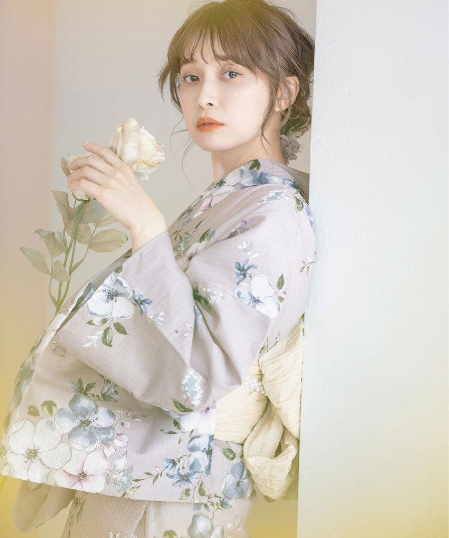 dita 浴衣 ecru pink flower