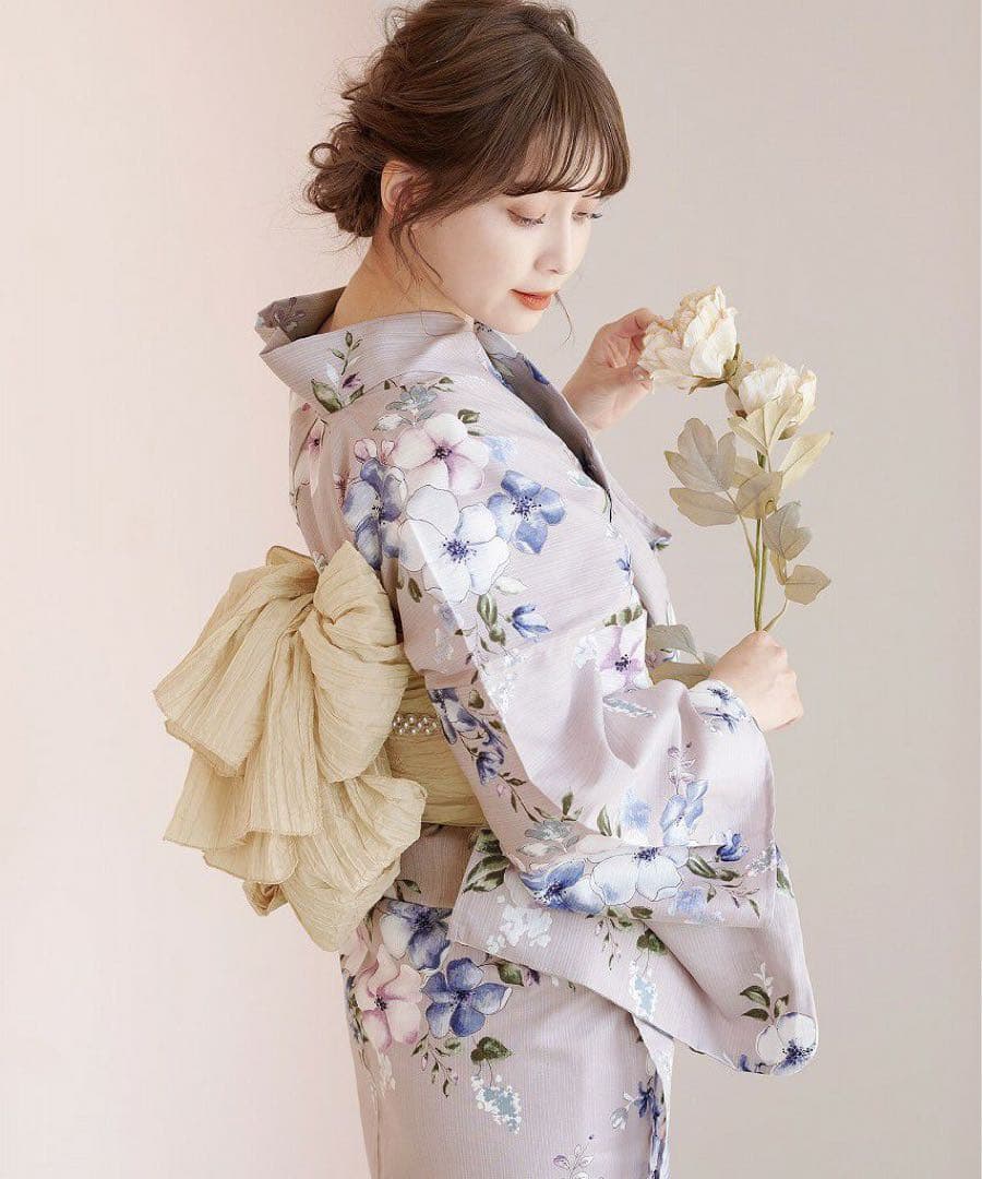 dita 浴衣 ecru pink flower