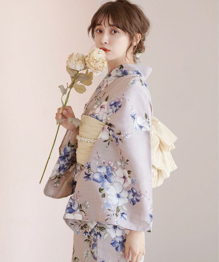 dita 浴衣 ecru pink flower