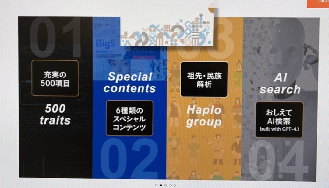 遺伝子検査　chatGENE Pro 唾液で祖先先祖、500項目　A Iでも回答