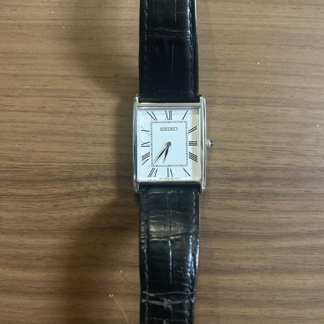 ジャンク品　SEIKO クォーツ時計 ブラック レザー