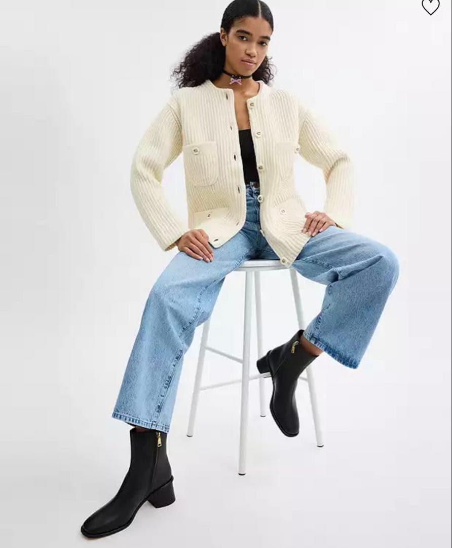 最終値下げ【美品】 COACH ジジレザーブーティ　コーチ　黒 ブーツ Cロゴ