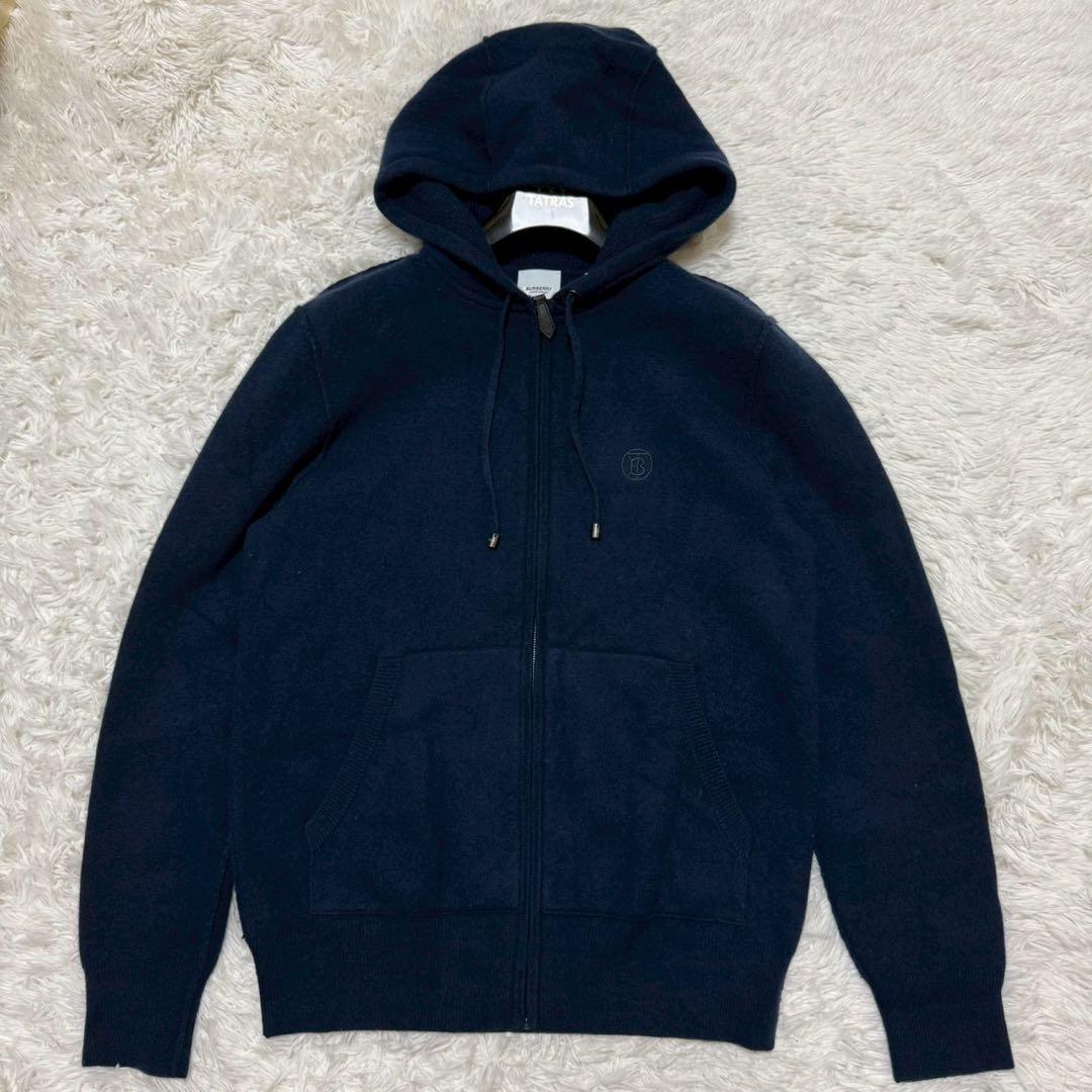 ✨極美品/現行/カシミヤ/XL相当✨バーバリー パーカー TBロゴ ジップアップ
