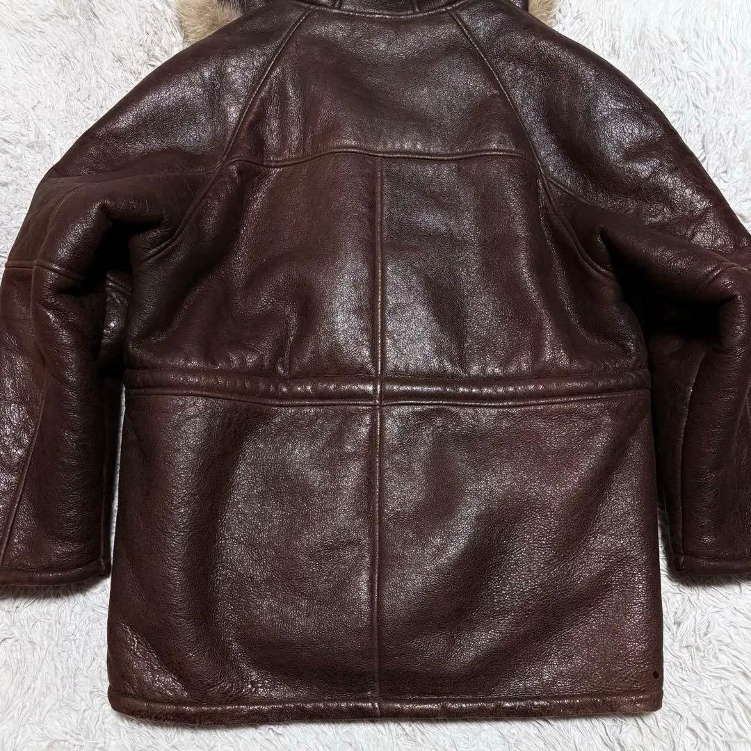 【美品】アラスカンコート　ムートンジャケット　ファー付き　本革羊革　Lサイズ