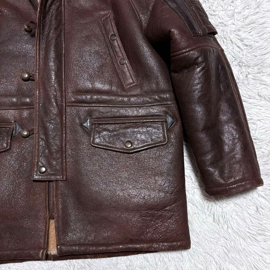【美品】アラスカンコート　ムートンジャケット　ファー付き　本革羊革　Lサイズ