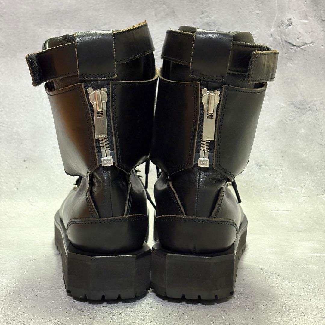 美品　サカイ　sacai (38) レースアップブーツ　バックジップ　レザー　黒