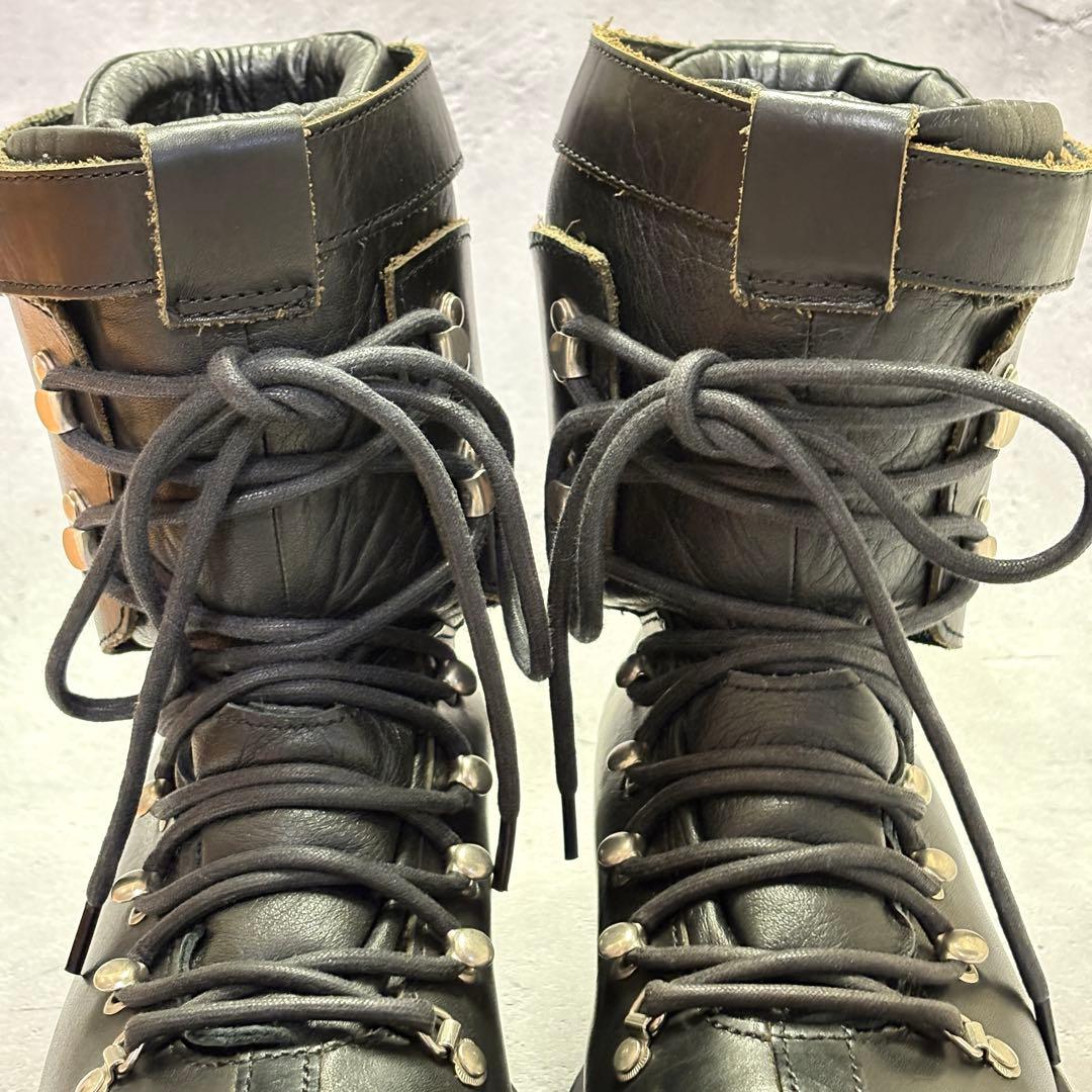 美品　サカイ　sacai (38) レースアップブーツ　バックジップ　レザー　黒