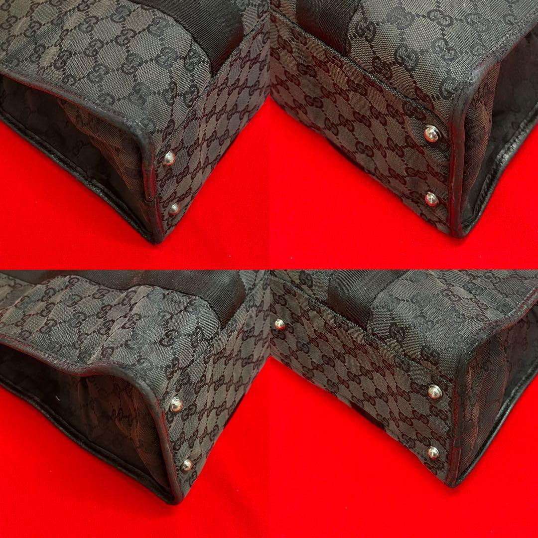 正規　GUCCI グッチ ビジネス　バッグ　カバン　トート　黒　革×キャンバス