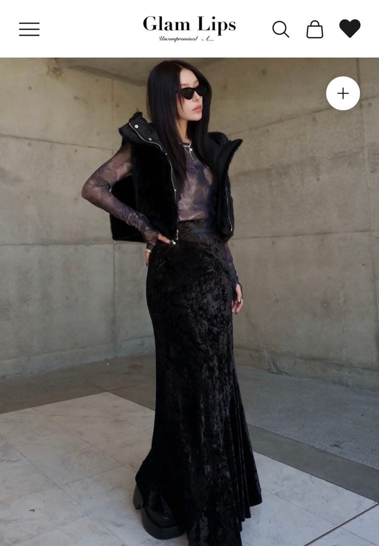 GlamLipsリバーシブル ショート FUR ベストブラック完売品 新品