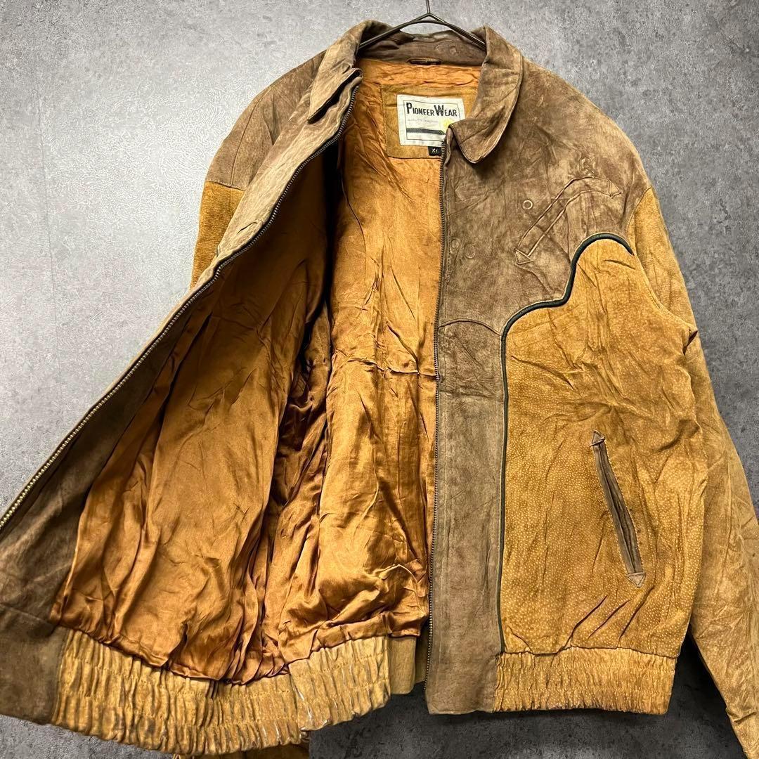 ☆US古着☆vintage【レザー・スエード ウエスタン ジャケット】2XL