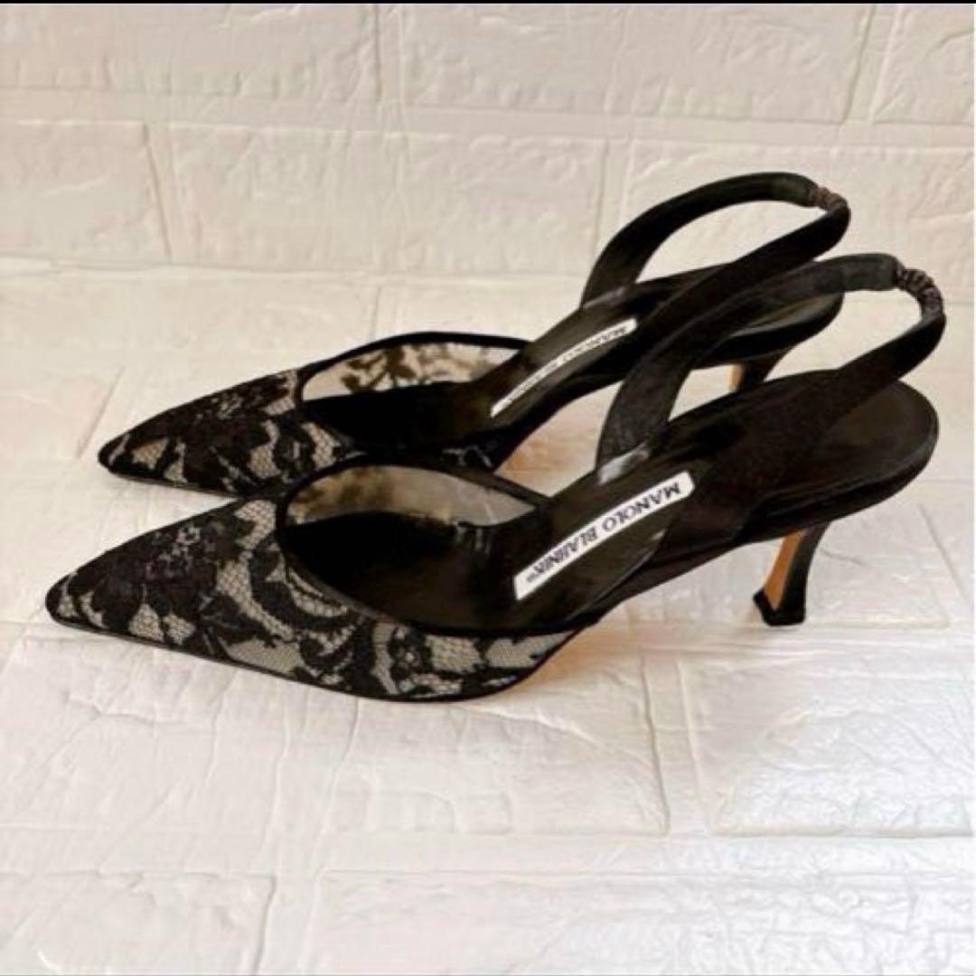 MANOLO BLAHNIK レーススリングバックヒール 24センチ