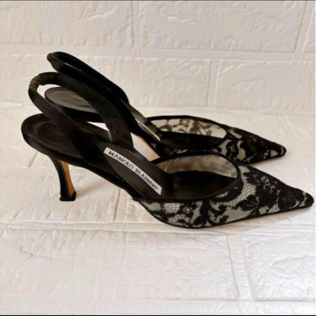 MANOLO BLAHNIK レーススリングバックヒール 24センチ