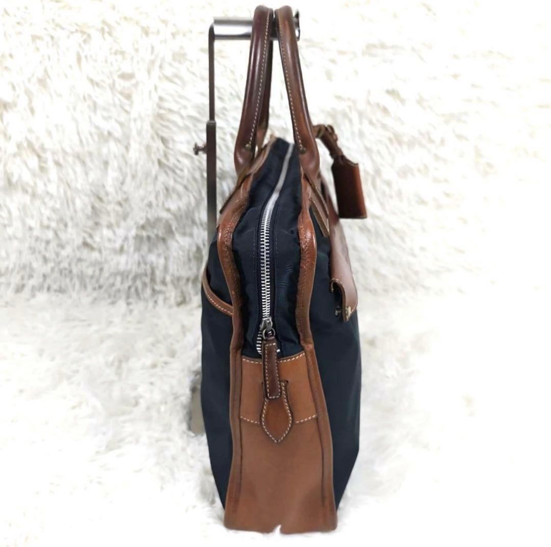 Felisi ブリーフケース 8637/2 1層 A4可 レザー×ナイロン 紺茶