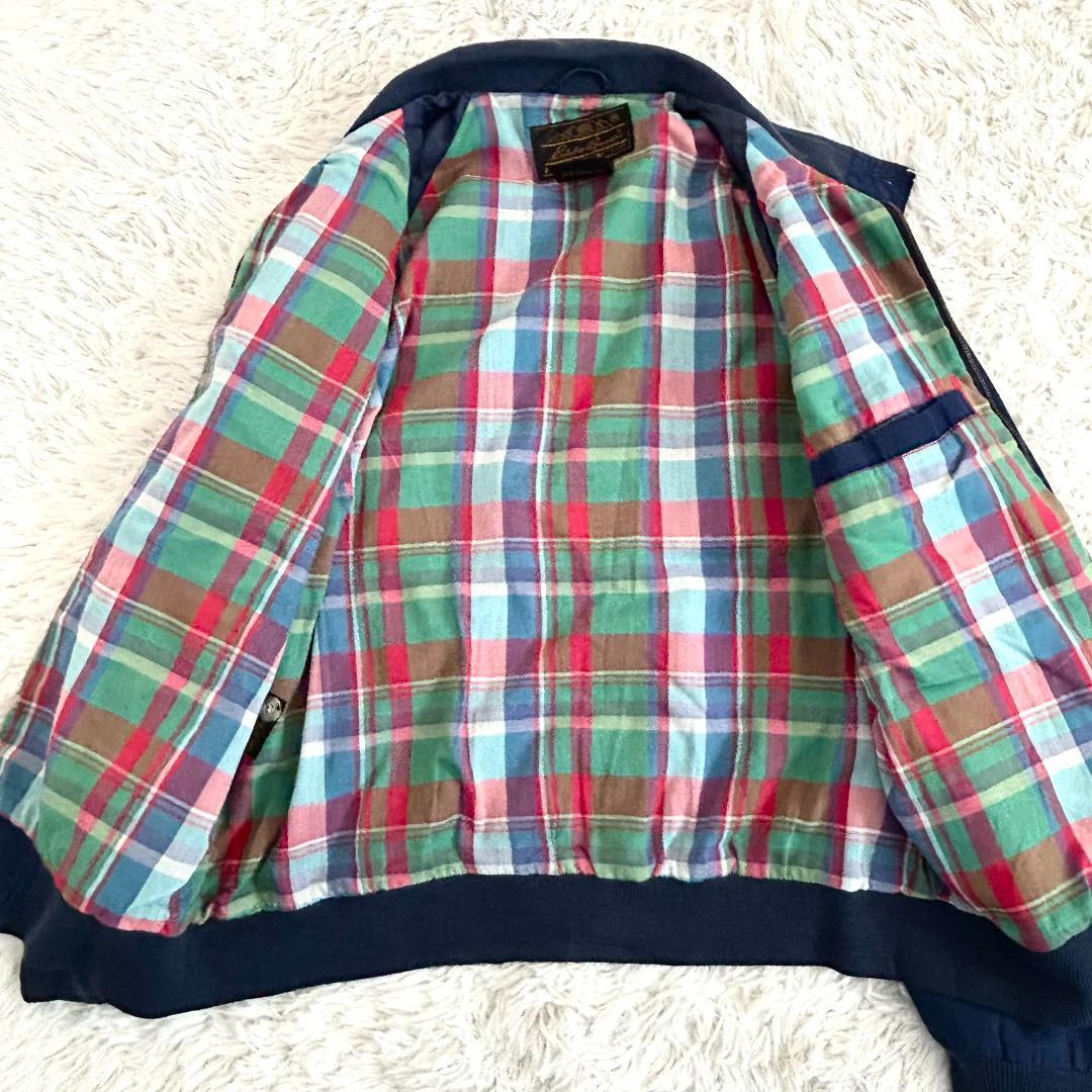 エディーバウアー ジャケット ハリントンジャケット ネイビー チェックM